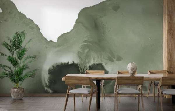 Create a Peaceful Office with Dark Green Forest Wallpaper Designs